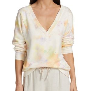 NWT👕Splendid Eco V-Neck Tie Dye Floral Sweatshirt SZ-M